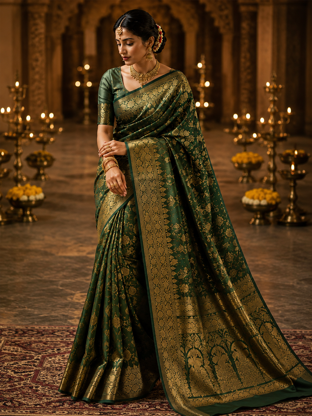 Emerald Green Silk Saree