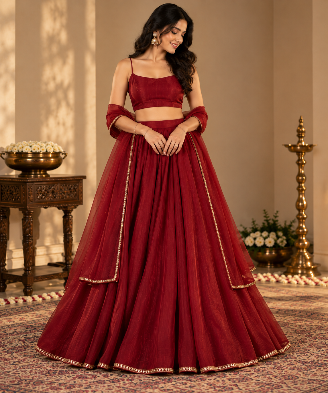 HERYTALE Red Designer Lehenga