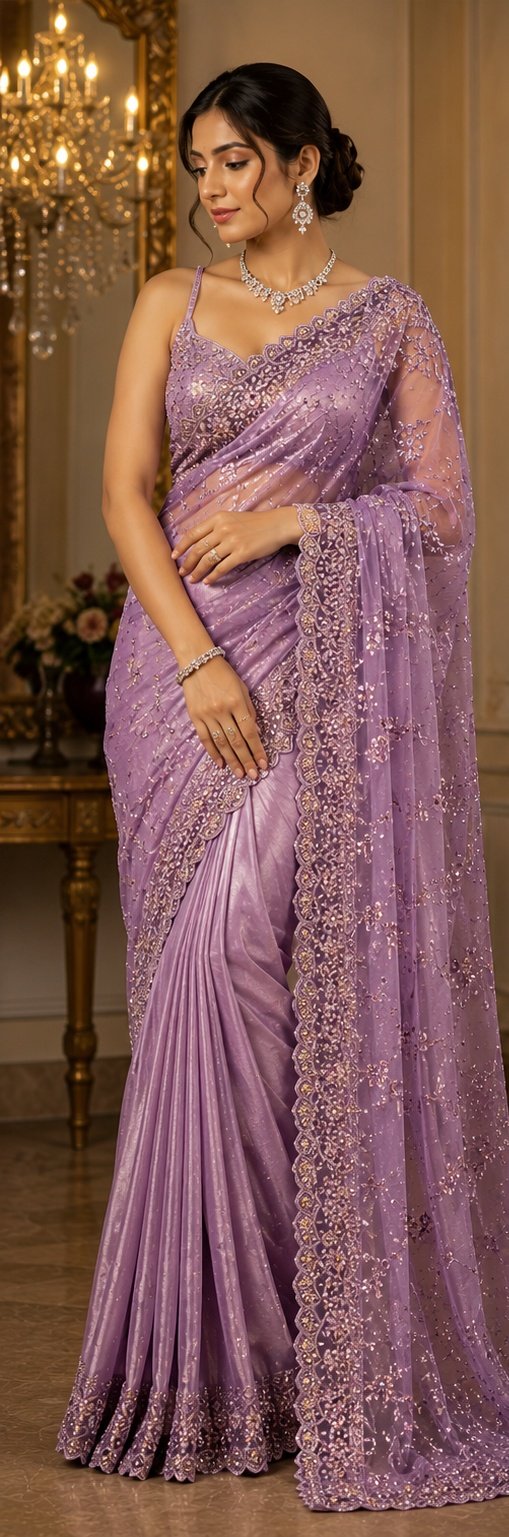 Designer Lilac Saree