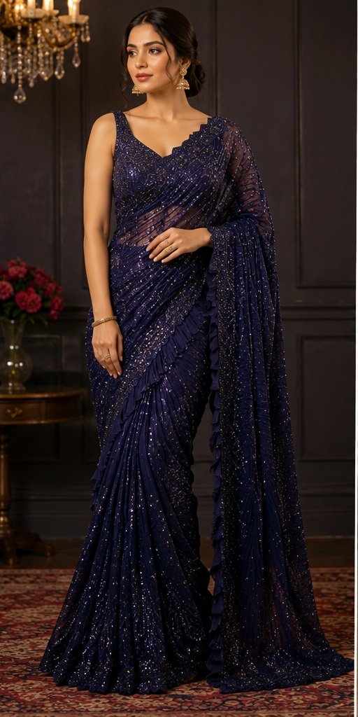 Navy Blue Saree