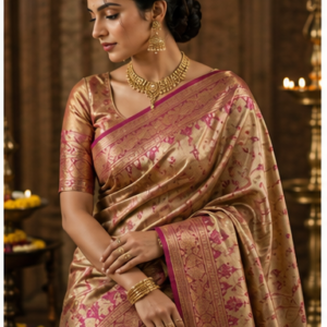 Herytale Pink gold saree