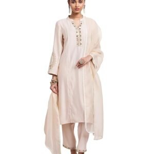 Amazon Brand - Myx Women's Embroidered Kurta Pant Set with Organza Dupatta | Salwar Suit